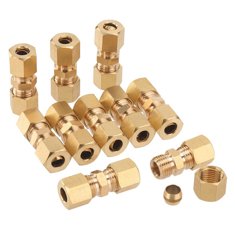 LTWFITTING 1/4-Inch OD Compression Union,Brass Compression Fitting(Pack of 10) - Image 1